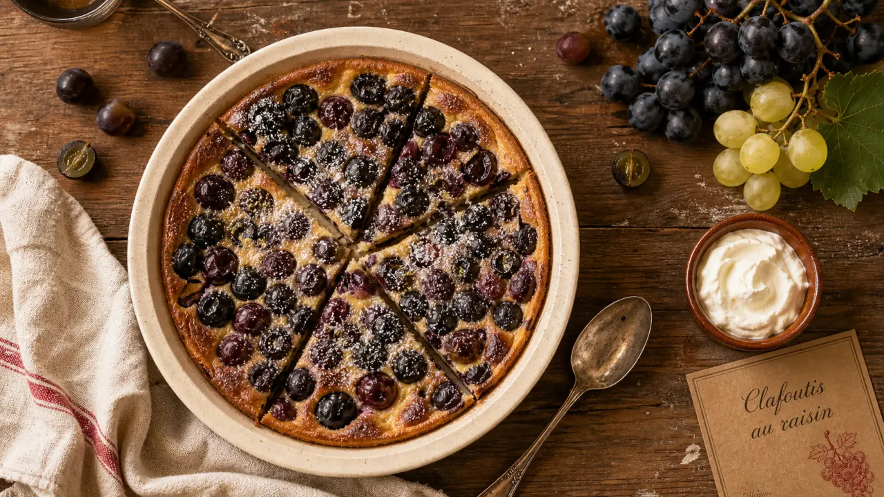 Recette au raisin : clafoutis fondant aux raisins frais ou secs