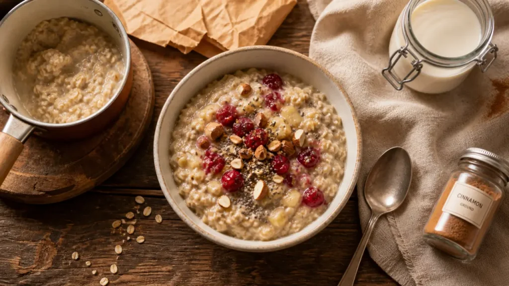 Porridge crémeux en 5 minutes, avec 50 g d’avoine et le bon dosage de liquide