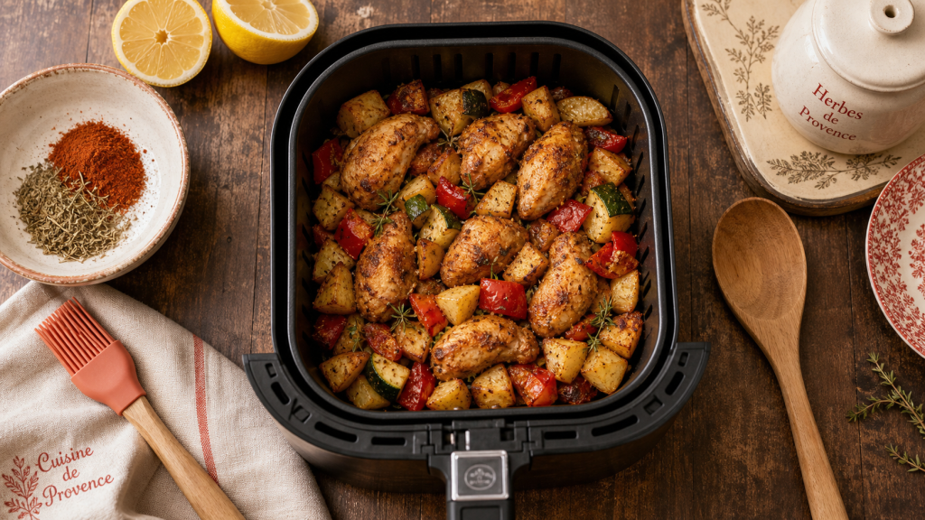 Recette facile air fryer : poulet croustillant et légumes dans l’air fryer