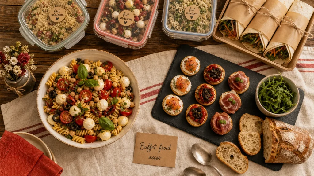 Repas froid entre amis : salades composées, wraps et buffet froid