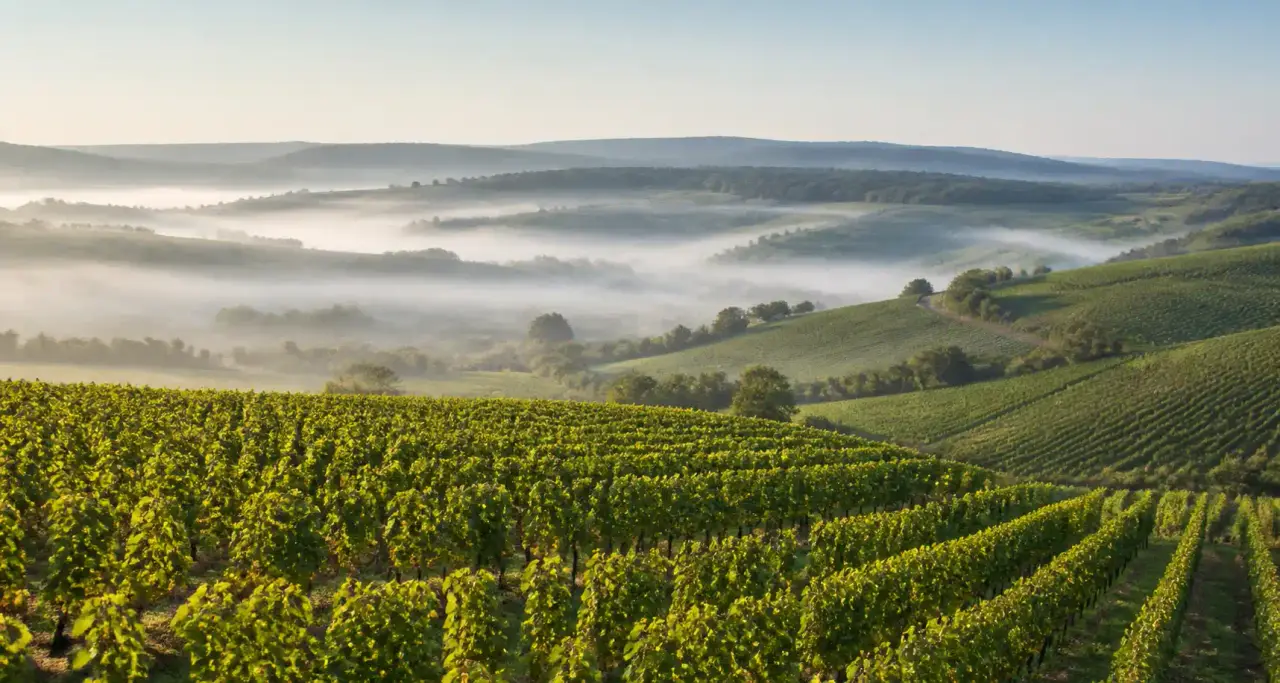 Vignobles de Champagne au lever du jour près de Troyes