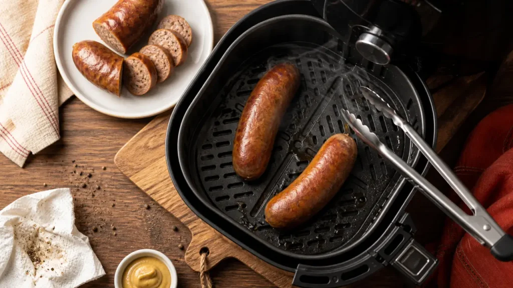 Andouillettes au air fryer : 180°C, mi-cuisson et peau jamais percée
