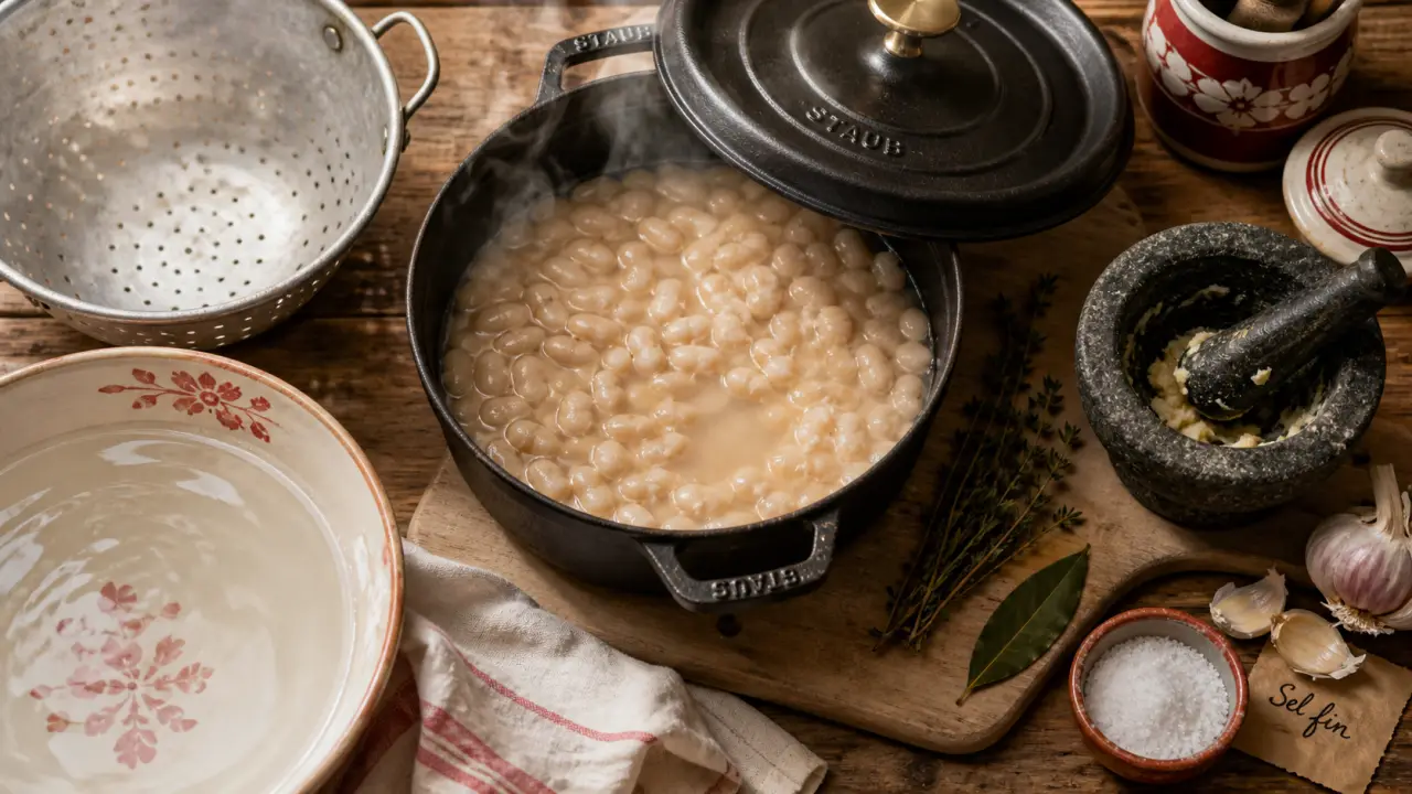 Comment faire cuire des haricots blancs : haricots trempés 12 h, cuisson douce, sel fin