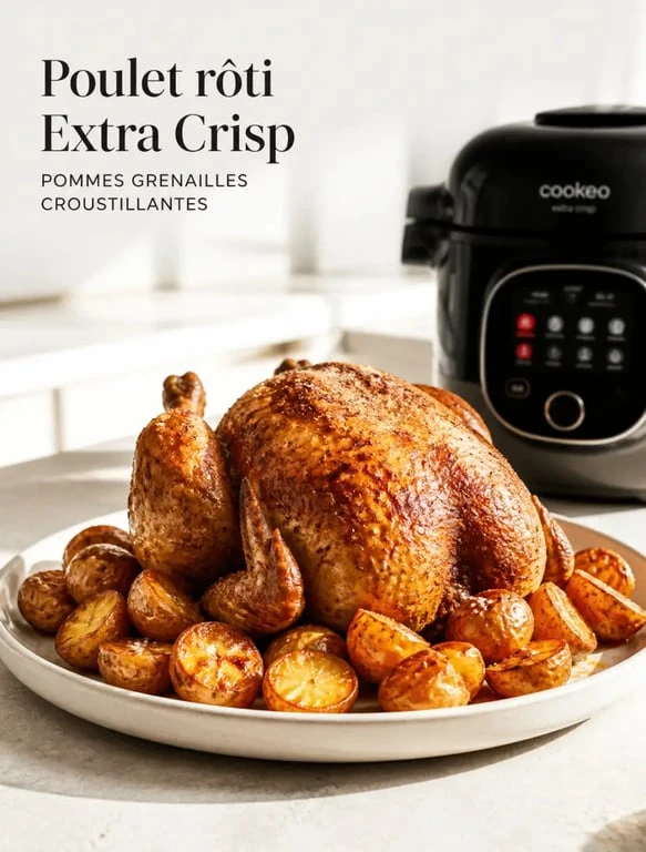 Cookeo crisp recette : poulet rôti doré avec pommes grenailles croustillantes