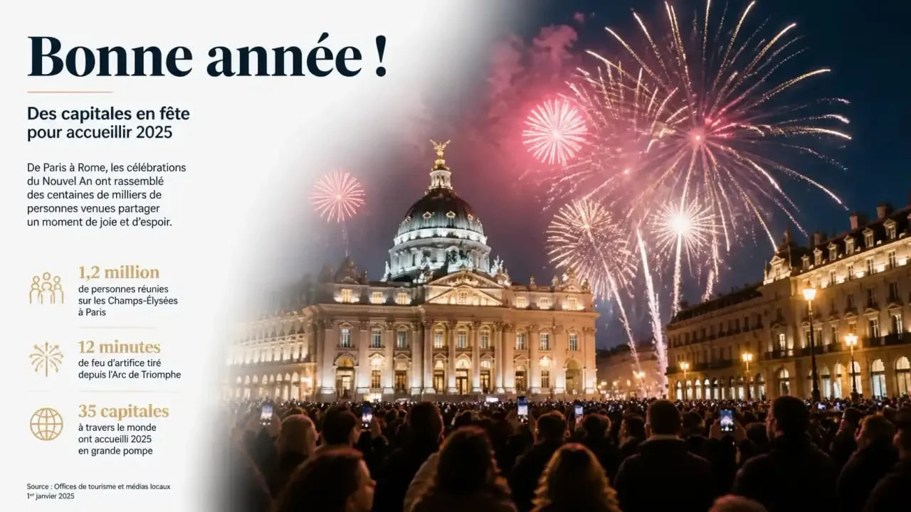 Feux d'artifice dans une capitale européenne pour le nouvel an