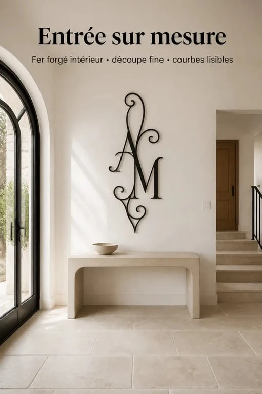 Décoration fer forgé intérieur personnalisée dans une entrée de maison