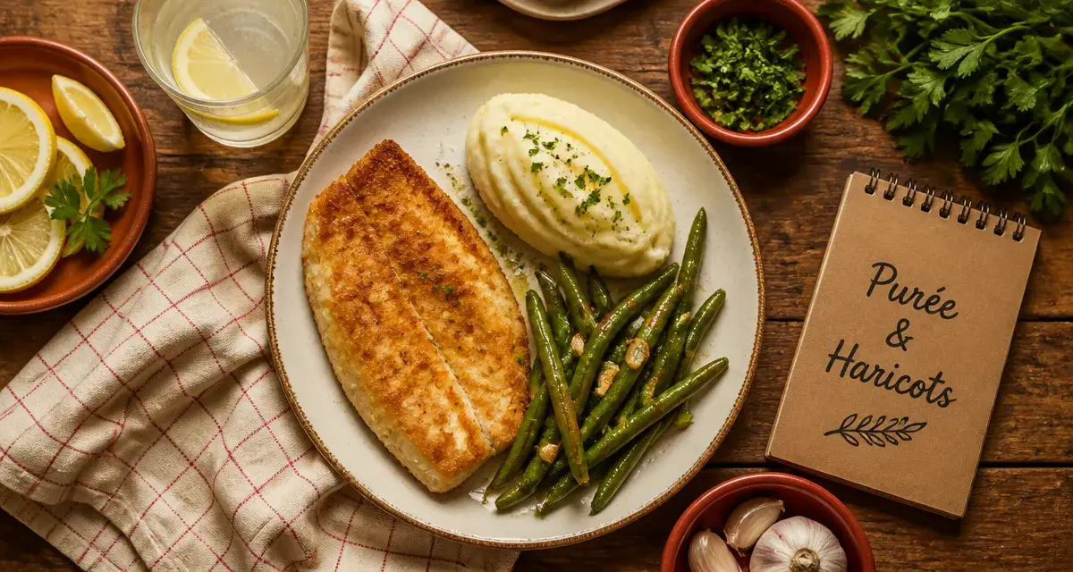 Quel accompagnement avec du poisson pané : purée et haricots verts sautés