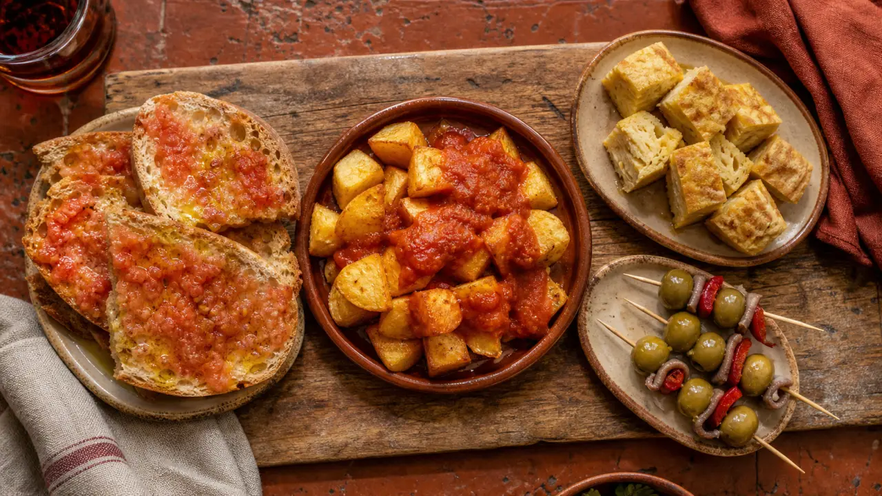 Recette des tapas espagnol : patatas bravas, tortilla, pan con tomate, bouchées à partager