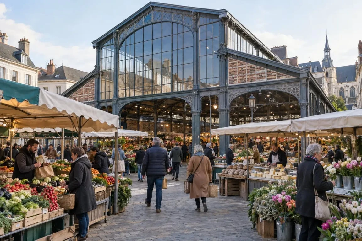 Marché de Troyes samedi matin aux Halles et sur la place du Marché des Halles