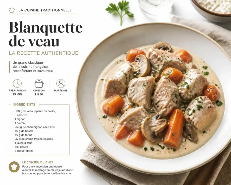 Blanquette de veau au Cookeo servie dans une assiette élégante