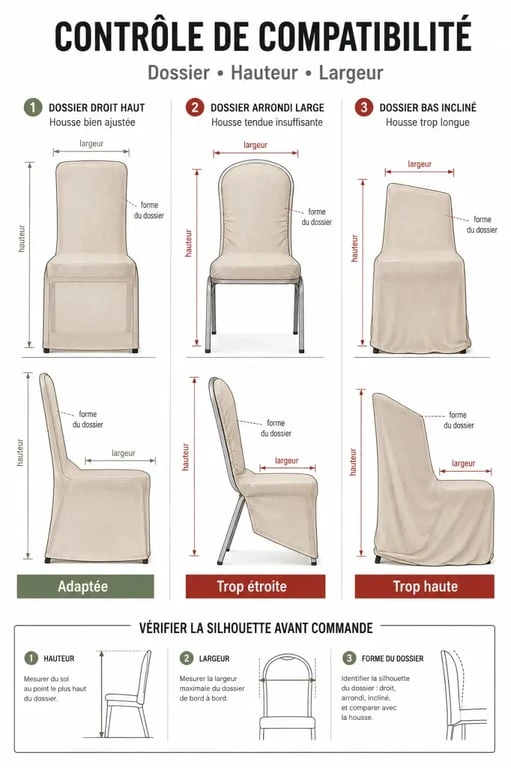 Compatibilité d'une housse de chaise de mariage selon la forme de la chaise
