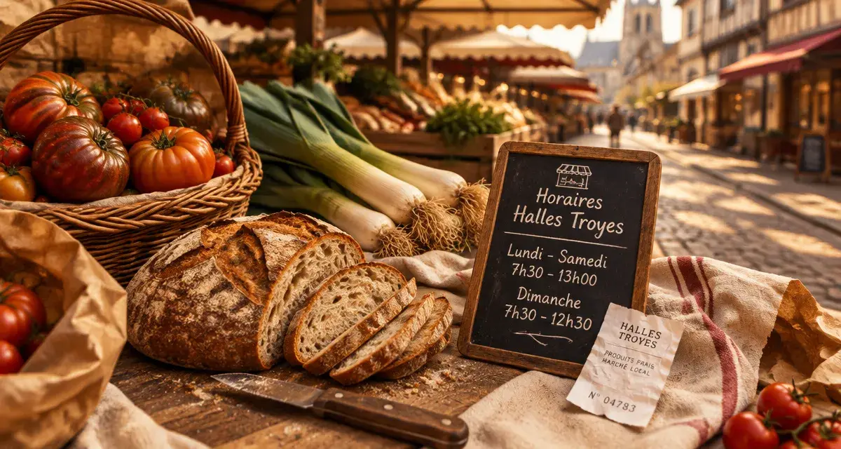 Marché de Troyes horaires : Halles couvertes, étals du marché