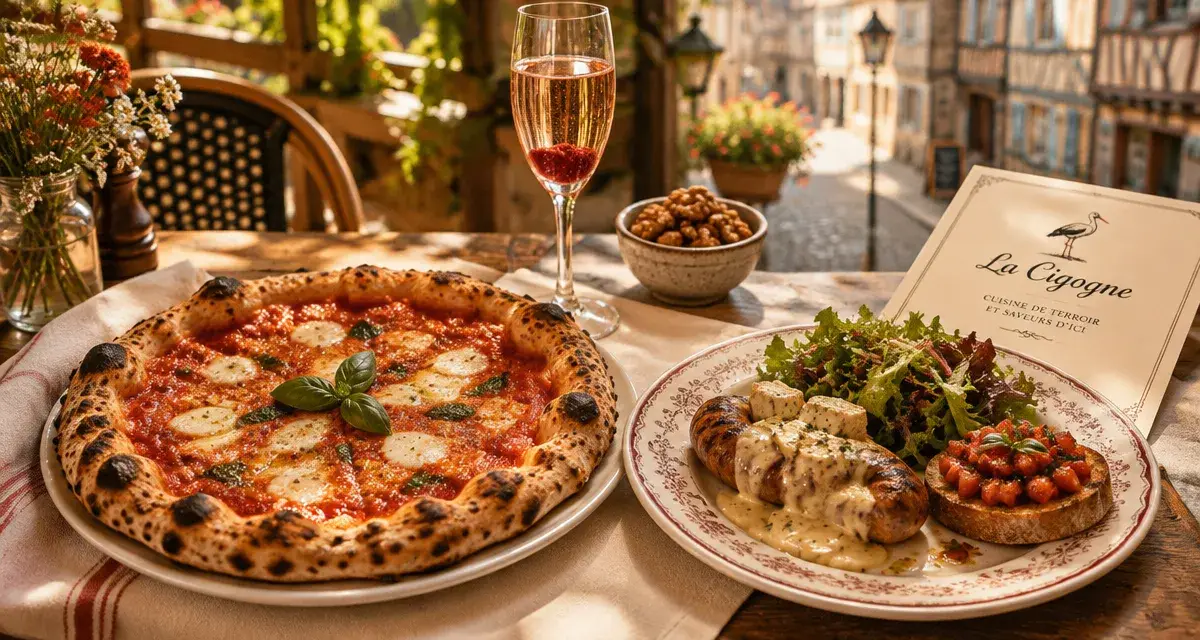 Restaurant la cigogne troyes : pizza et spécialités locales sur terrasse ombragée